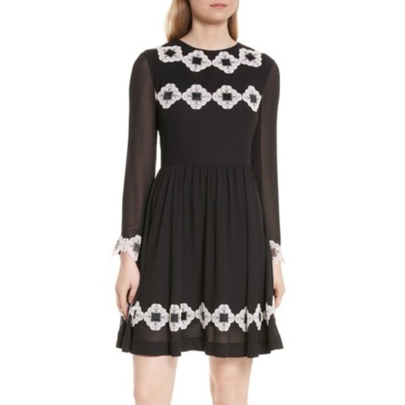 Ted Baker Avianah Lace Trim Fit & Flare Dress - Picture 1 of 7